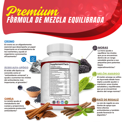 Fórmula con canela, cromo y 20 activos naturales
